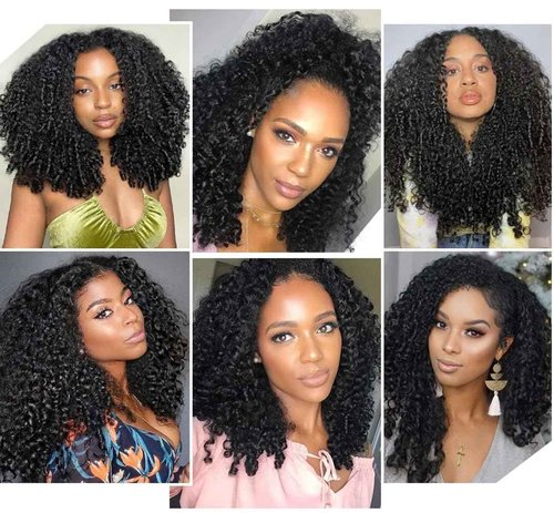 Daikemei Burmese Curly Bundles Human Hair 16 18 20 Inches 3C4A Water Wave Quick Weave with Spiral Curly End 100% Unprocessed Kinky Curly Human Bundles in Hair Extensions Natural Black