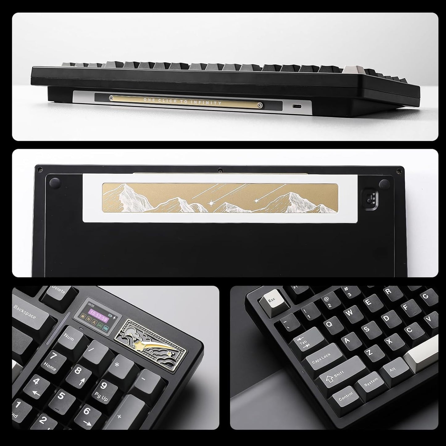 YUNZII IF99 Wireless Mechanical Gaming Keyboard with Smart LCD Display, QMK/VIA Programmable BT/2.4G/USB-C Gasket Mounted Hot Swap RGB 96% Layout for Mac/Win (Black, Cocoa Cream V2 Switch)