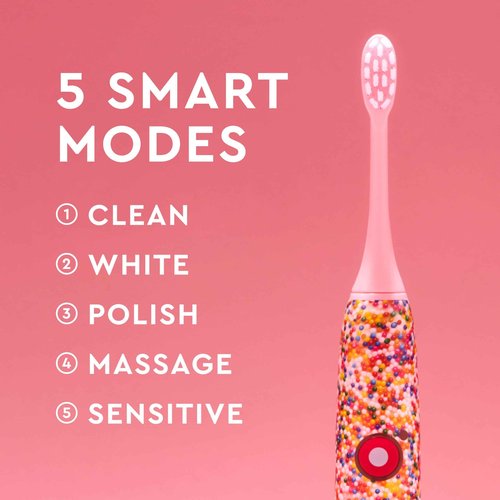 MOON x Sprinkles Toothbrush - Rechargeable Electric Toothbrush for Adults & Teens - 5 Sonic Cleaning Modes - Includes 2 Brush Heads & Travel Case - Cordless with Industry-Leading 6 Week Charge