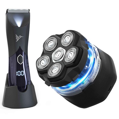HUMMINGBIRD MK3 Electric Head Shaver & MK6 Body Hair Trimmer - 6 Blade Head Shaver for Bald Men & Wide Ceramic Blade Groin & Body Hair Trimmer, USB-C Rechargeable, Travel Lock