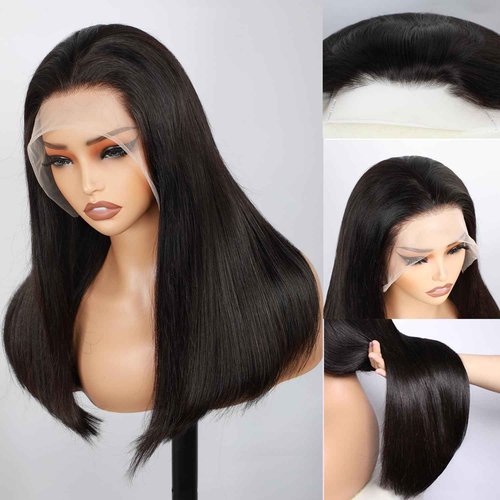 VIPbeauty 200% Density 13x4 Straight Lace Front Wigs Human Hair Bleaching Knot Blunt Cut 13x4 HD Lace Front Wigs Human Hair Pre Plucked 14A Brazilian Virgin Bone Straight Wigs for Women 20 Inch