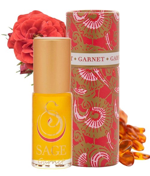 Garnet Perfume Oil Roll-On by Sage- 1/8 oz, Vegan & Cruelty-Free, Earthy Scent, Moroccan Rose, Amber, Egyptian Musk - Made in USA