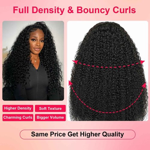 PUNUBO 30 Inch Deep Wave Lace Front Wigs Human Hair 230 Density 13x6 HD Lace Front Wigs for Black Women Deep Curly Wigs Pre Plucked Deep Wave Frontal Wigs with Baby Hair