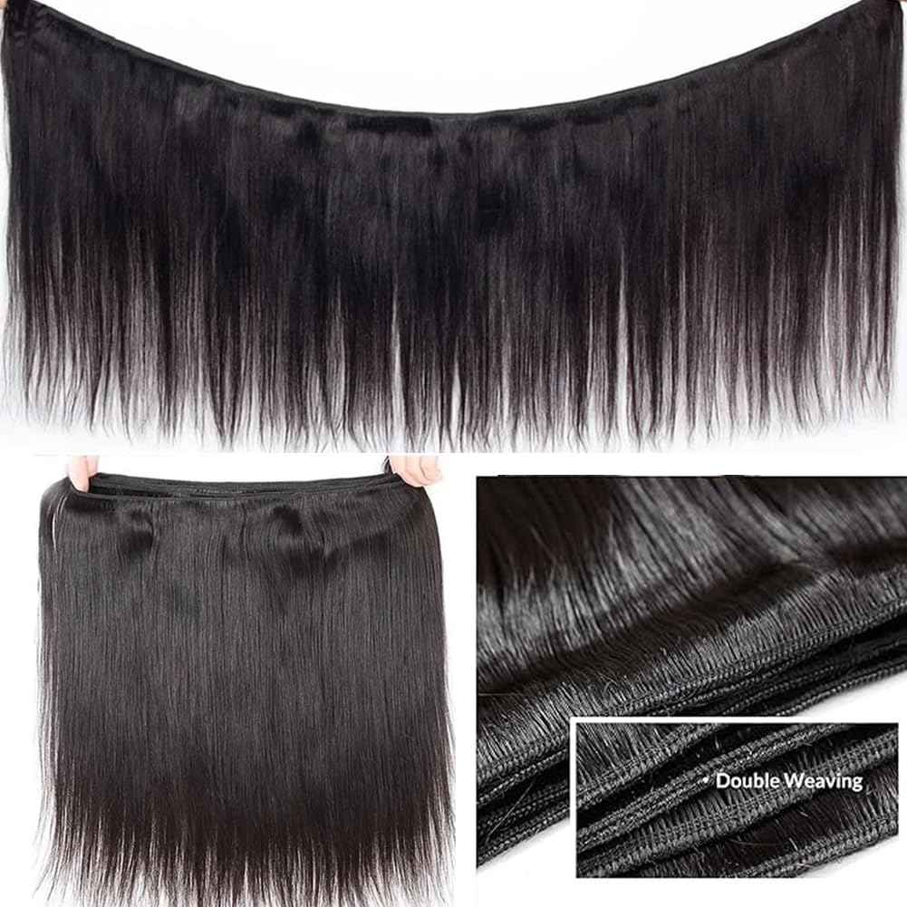 Great Grace Brazilian Straight Bundles Human Hair 20 22 24 Inch 12A 100% Unprocessed Virgin Human Hair Weave 3 Bundles Deals Natural Black Color (Natural Balck 3 Bundles, 20 22 24)