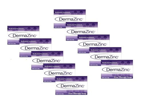 DermaZinc Therapy Soap, Zinc Soap for Skin, Skin Disorder Relief for Psoriasis, Dermatitis, Eczema, and Other Condition Symptoms (Pack of 10)