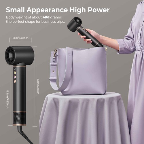 Yeshuai Hair Dryer Brush 5 in 1 Autowrap Hot Air Hair Styler with High-Speed Aluminum Alloy Blow Dryer Brush Volumizing, Straightening & Fast Drying with Negative Ion, No Heat Damage, Black