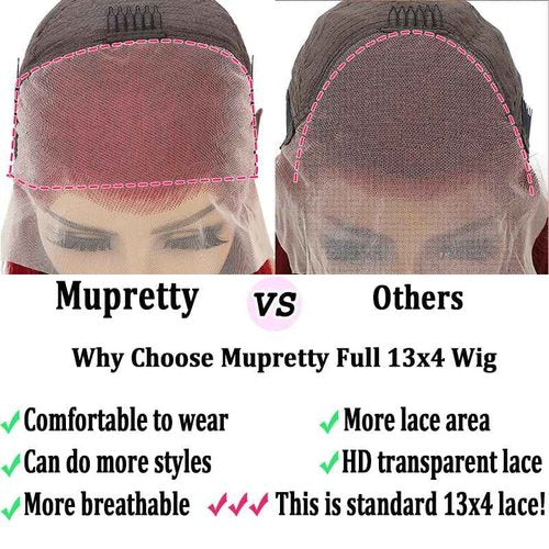 Burgundy Lace Front Wig - 180% Density, 13x4, Body Wave, Baby Hair - 24 Inch Human Hair HD Lace Wig Pre Plucked