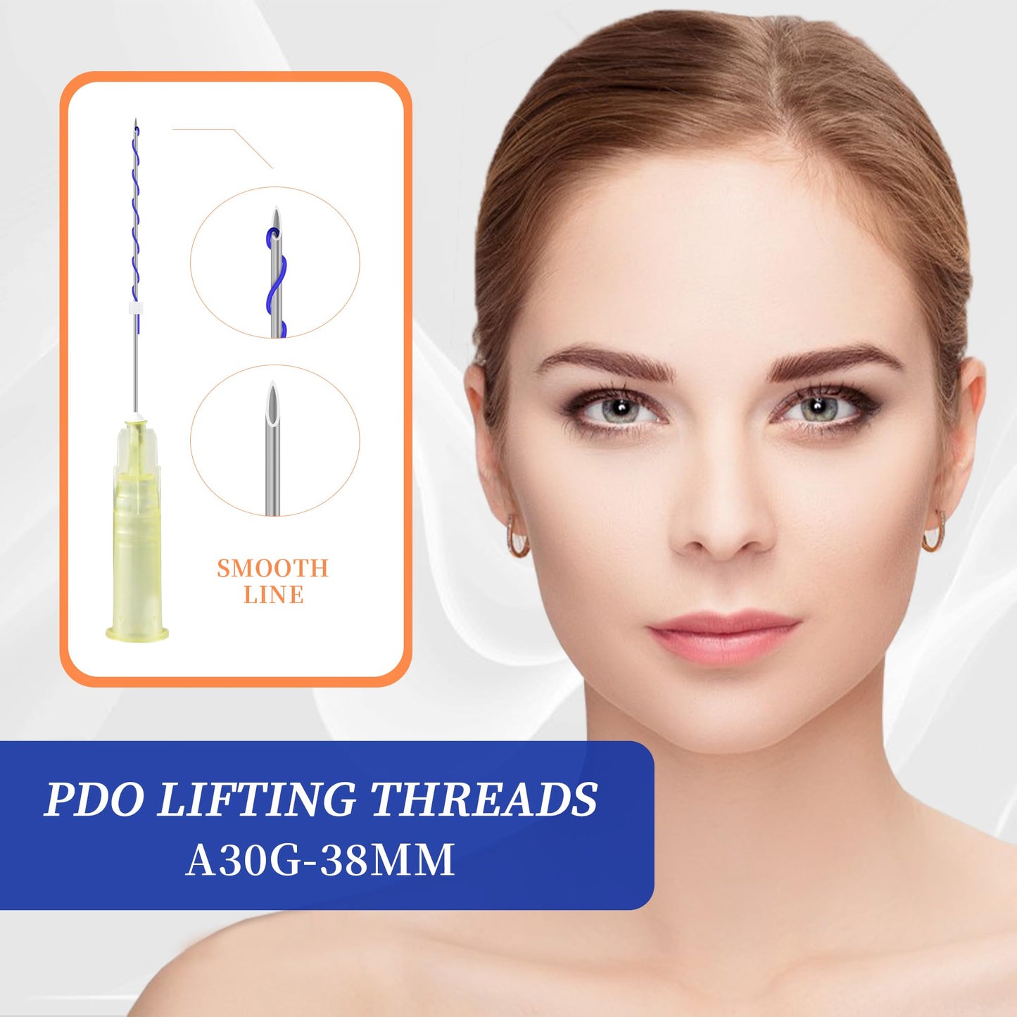 HYPOD PDO Screw Threads, PDO Thread Lift Korea Face/Whole Body PDO Thread Lifting and Filling (100PCS-S30G-38mm)