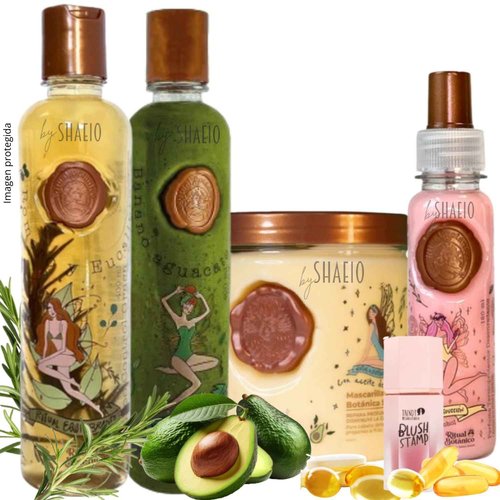 RITUAL BOTANICO Kit Crecimiento Acelerado y Reparación S.O.S.: Shampoo de Romero, Mascarilla para el Cabello con Colageno, Acondicionador Intensivo PLEX, Termoprotector para cabello (Obsequio TRENDY)