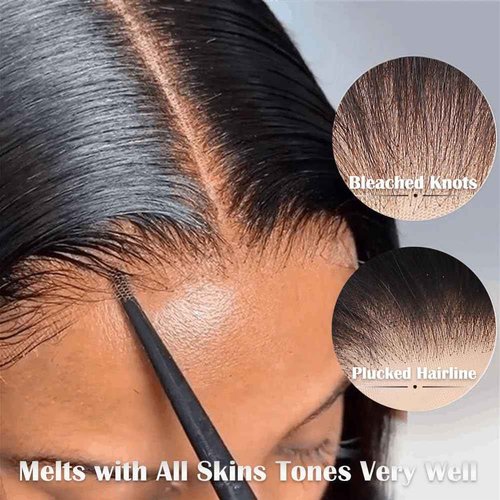 TONGMAY 250% Density Straight HD Lace Front Wigs Human Hair Pre Plucked Bleached Knots 13x4 Transparent Lace Frontal Wig with Baby Hair 100% Virgin Human Hair Wigs for Women (Natural Color,18 inch)