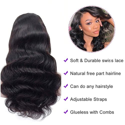 Body Wave Lace Front Wigs Human Hair for Black Women 13x4 Lace Frontal wigs HD Transparent Lace Front Wigs Human Hair Pre Plucked with Baby Hair 180% Density (16 Inch)