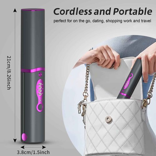 Cordless Hair Straightener Titanium Travel Flat Iron Portable Hair Straightener Fast Heating Cordless Curling Iron 2 in 1 for Straightening & Curling, Wireless Mini Rechargeable 5000mAh w/Safety Lid