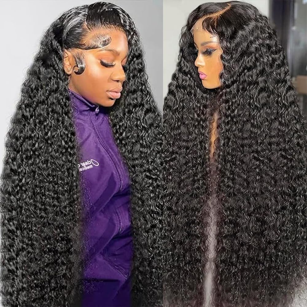 250 Density Deep Wave Lace Front Wigs Human Hair Curly Wig Wet and Wavy Lace Front Wigs Pre Plucked Frontal Wigs 20 Inch 100% Real Human Hair No Synthetic No Tangle No Shedding Triple Lifespan 3X