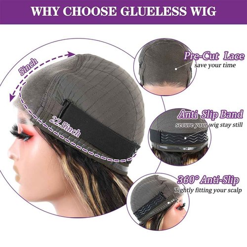 Highlight 5x5 HD Lace Closure Wigs Wear and Go Glueless Wigs Human Hair Pre Plucked Pre Cut 1B/27 Honey Blonde Body Wave Lace Front Wigs Human Hair for Women 180% Density 26Inch