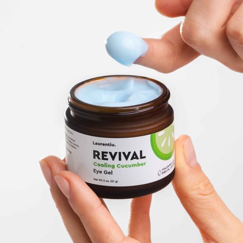 Revival Eye Gel by Laurentiu - Cucumber Eye Cream with Caffeine, Treats Under Eye Puffiness, Dark Circles, Eye Bags, Puffy Eyes, and Wrinkles for Instant Results of Anti Aging, 2 oz
