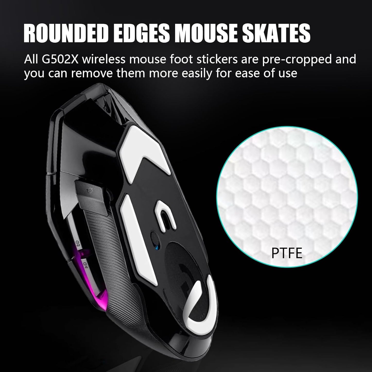 2 Pack MX Master 3/3S Wireless Gaming Mouse Feet Sliding Stickers, Wear-Resistant Smooth Mice Glass Skates Pad Compatible with Logitech Mouse Feet Replacement (Glide Mice Skates, White PTFE)