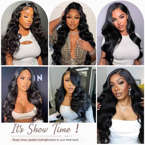 GBUN 13x6 Lace Front Wigs Human Hair 28 Inch Body Wave HD Lace Front Wigs Human Hair Pre Plucked 200 Density with Baby hair Transparent Lace Frontal Wigs for Women Natural Color
