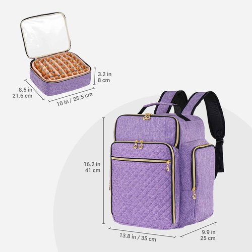 Hautton Nail Polish Organizer Holds 126 Bottles & Nail Lamp, Extra Large Nail Kit Supplies Storage Bag with 3 individual drawers, Portable Nail Organizers Travel Case for Manicurist -Purple