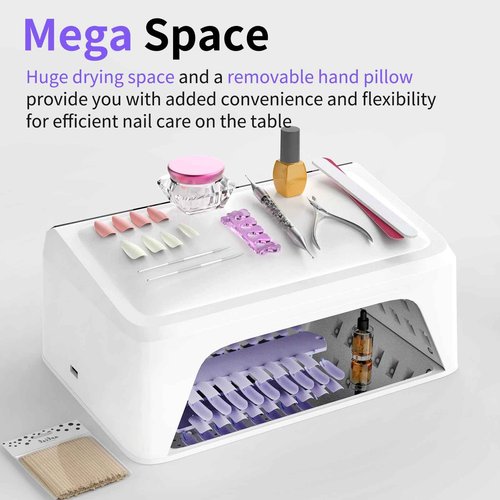 ZIZZON UV LED Nail Lamp with Arm Rest Pillow for Gel Polish 72W Power Nail Light Dryer with 4 Timers and Touch Screen Perfect for Salon or Home Use