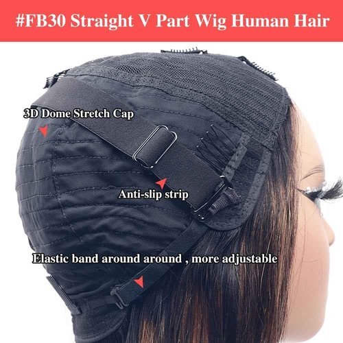 Legendhair Glueless #FB30 Ombre V Part Wigs Human Hair Balayage Brown Straight Human Hair Wigs for Black Women Highlight Upgrade U Part Wig Full Head Clip In Half Wig No Leave Out 180% Density 20 Inch