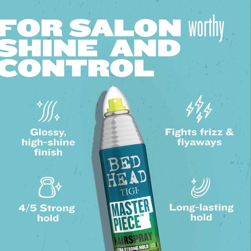 Bead Head by TIGI Masterpiece Shiny Hairspray with Strong Hold - For All Hair Types - Extra Strong Hold & Shiny Finish - Use on Dry Hair - Premium Hair Care Products for Women & Men - 10.3 oz (6 Pack)