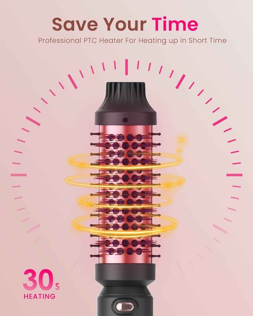 Thermal Brush Set 3 in 1 Hot Hair Curling Iron Brush, Dual Voltage 110-220V Travel Round Head Hair Styling 11 Temp Settings Fast Heated（1.25"&1.5"&1.75" for Women Volume Smoother