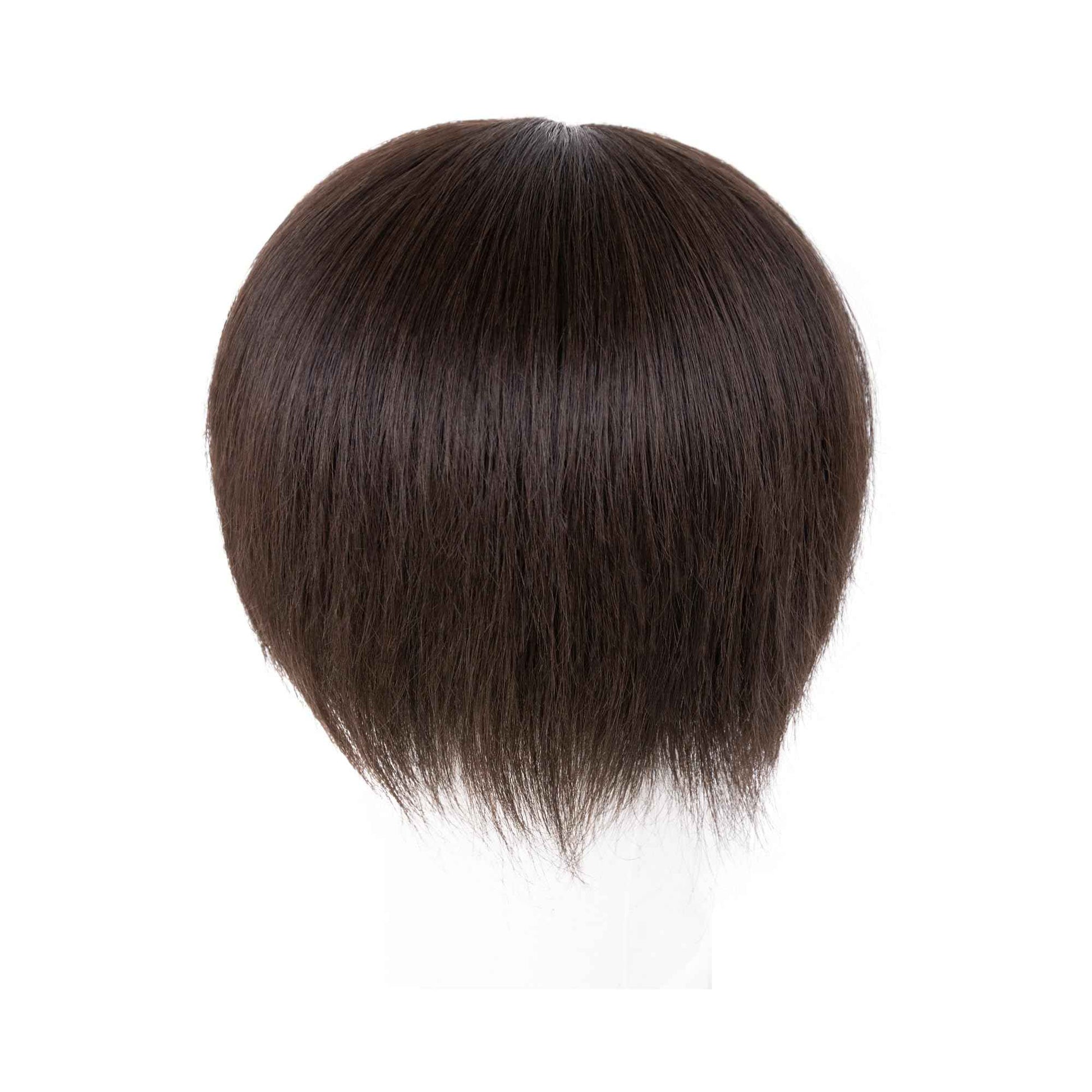 Meiverah Untrimmied Slik Base Toupee with Biological Scalp Toupee Human Hair Extension Clip in Hairpieces Topper Top HairPiece for Men (3#, Dark Brown, 5.9"*7.9", Slik Base Toupee)