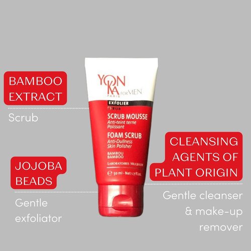 Yon-Ka Mens Foaming Scrub | Deep Cleansing Exfoliator | Gentle Gel Wash Tightens Pores and Prevents Ingrown Hairs | 1.7 fl oz