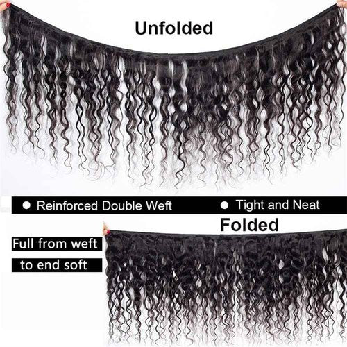 Ladiaryf Water Wave Bundles Human Hair Soft Brazilian Virgin Human Hair 100% Unprocessed Wet and Wavy Curly Bundles Natural Black Color Can Be Dyed Total 300g 10 12 14 Inch