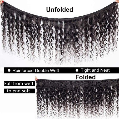 Ladiaryf Water Wave Bundles Human Hair Soft Brazilian Virgin Human Hair 100% Unprocessed Wet and Wavy Curly Bundles Natural Black Color Can Be Dyed Total 300g 14 16 18 Inch