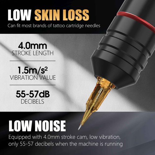 Ambition Ninja Pro Tattoo Machine with Coreless Motor - Rotary Cartridge Tattoo Pen with 2000mAh Power Supply for Professionals and Beginners Tattoo Artists