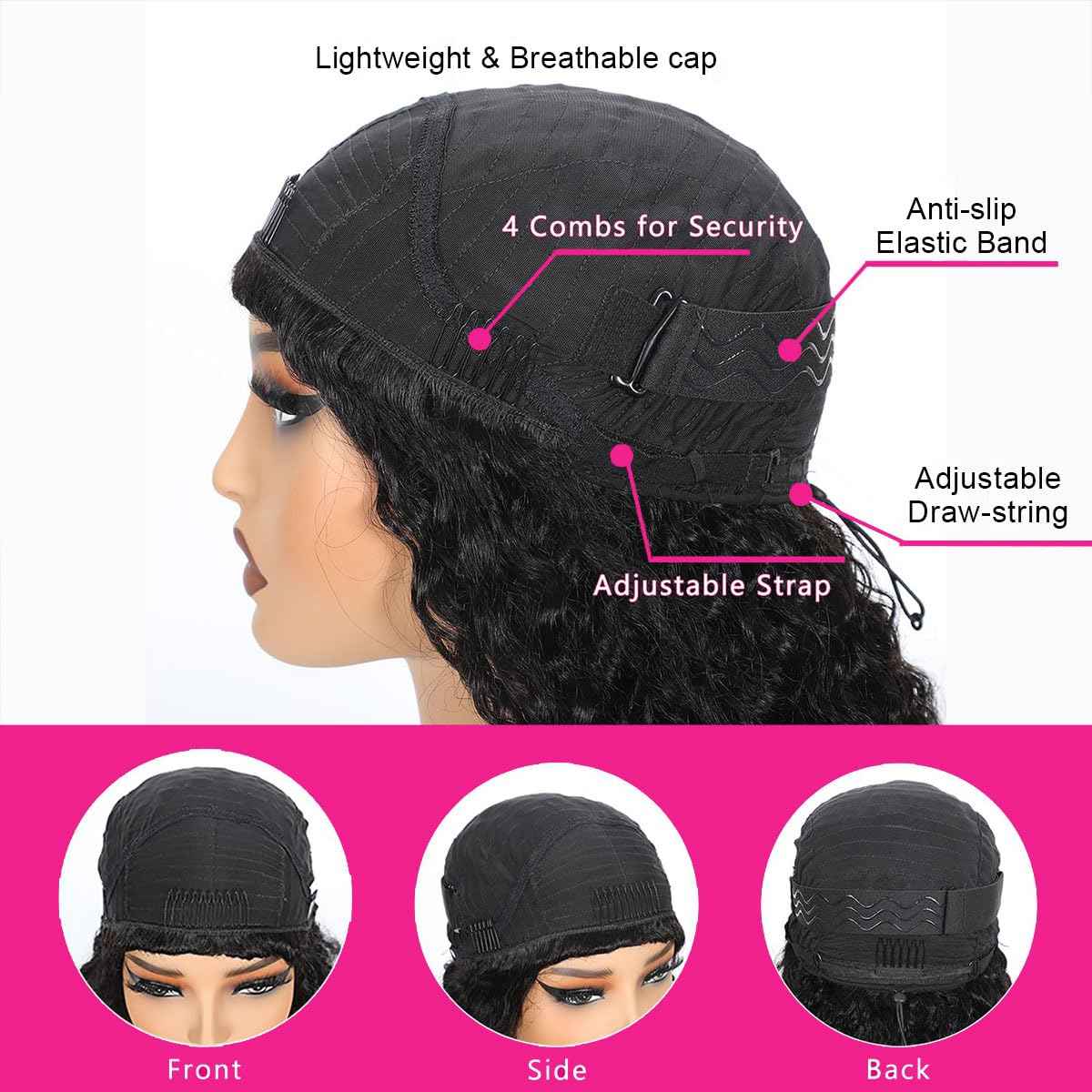 Half Wig Human Hair 200 Density 20 Inch3 In 1 Seamless Flip Over Glueless Wigs Human Hair with Drawstring Beginner Friendly Jerry Curly Half Wig Headband Wig Human Hair for Women Invisible Hairline