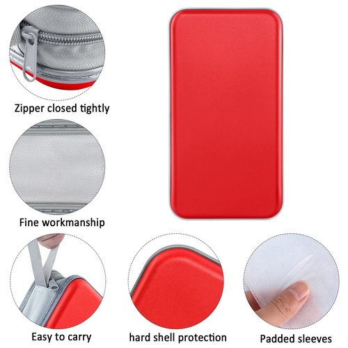 CD Case, Siveit DVD Case Holder 96 Capacity Hard Plastic CD DVD Disc Cases Storage Binder Wallet for Car Home Office Travel (Red)