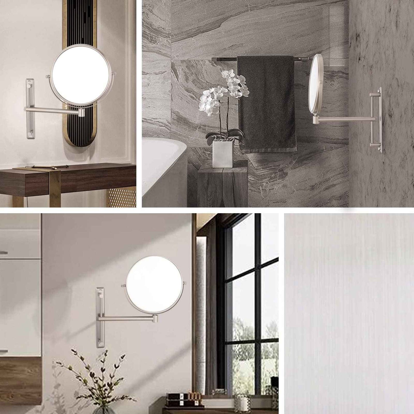 Nicesail 8 Inch Double-Side Shower Shaving Mirror with 5X Magnification Brush Nickel Mirror Magnified 5X Mirror for Wall Bathroom Mirror