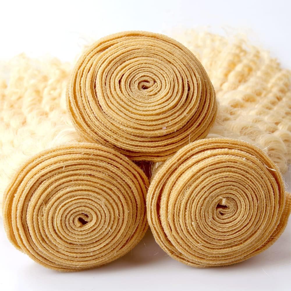 18 20 22 Inch Deep Wave Human Hair Bundles Blonde 613 Bundle Human Hair Extension Blonde Unprocessed Brazilian Virgin Quick Weave Hair Extension for Black Women