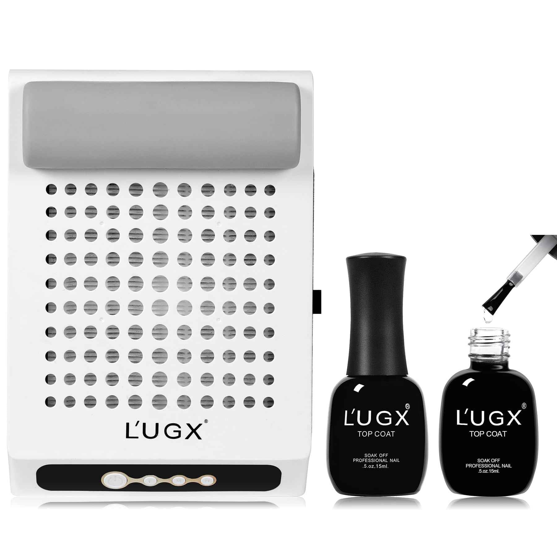 L'UGX Rechargeable Nail Dust Collector and Base Top Coat Set