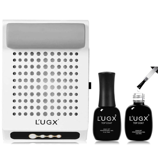 L'UGX Rechargeable Nail Dust Collector and Base Top Coat Set