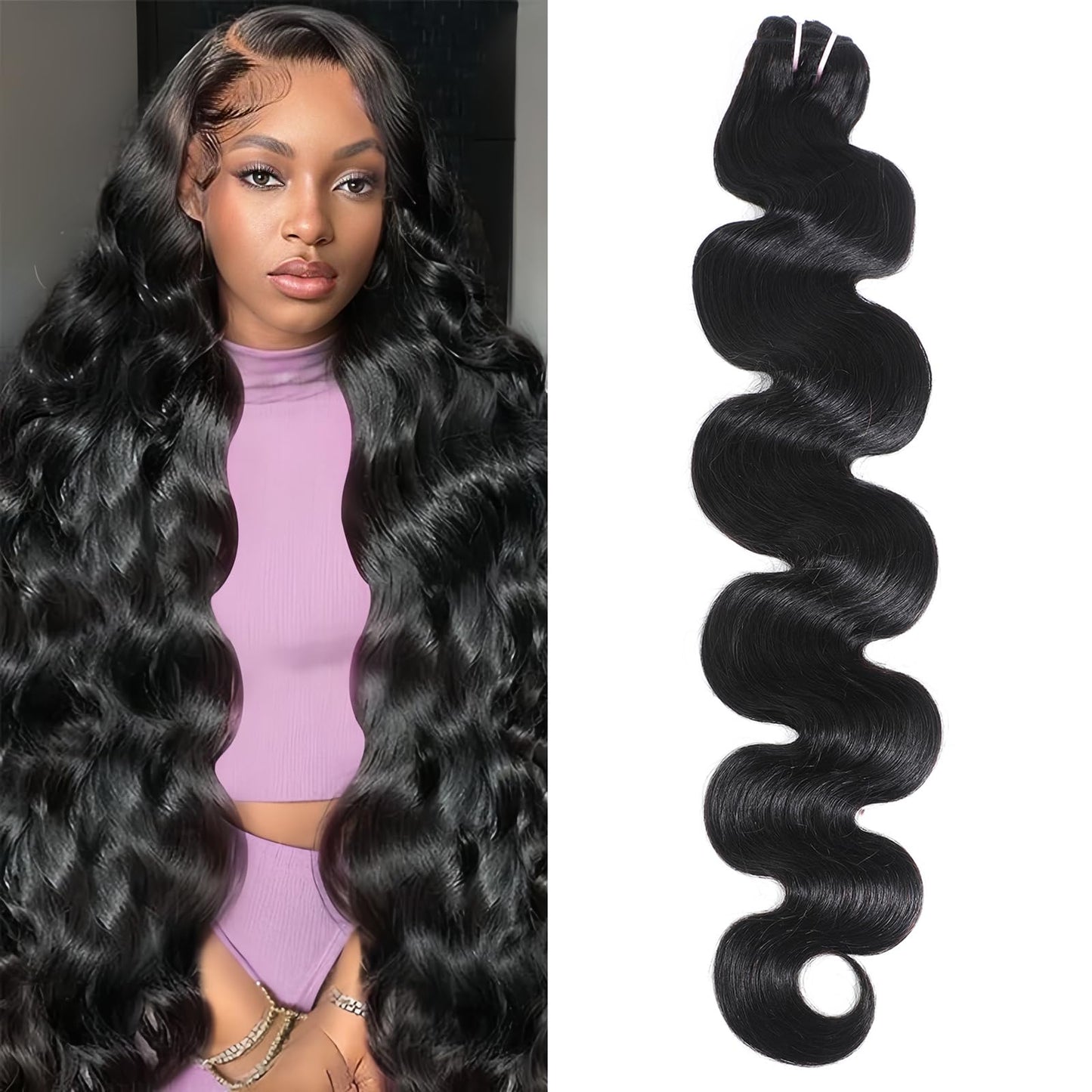 15A Raw Indian Human Hair Bundles Body Wave Bundles Human Hair,Triple Lifespan Virgin Remy Hair,No Tangle Shedding,Keep Texture Silky Soft After Multiple Washes (1 Bundle Natural Black, 28 inch)
