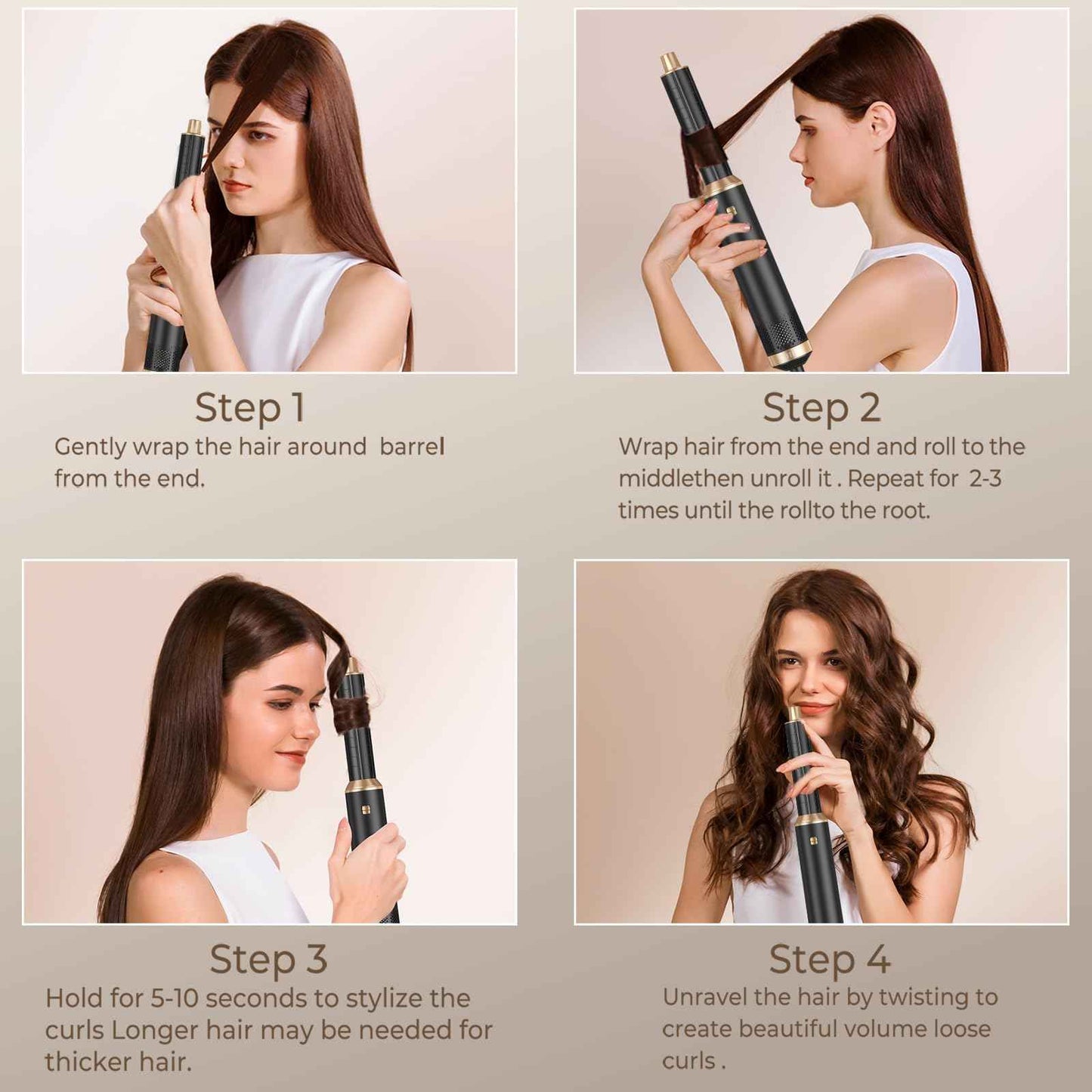 5 in 1 Blow Dryer Brush, Upgrade Hair Dryer Brush Air Curler Air Curling Wrap Styler, Detachable Hot Air Brush Negative Ion Curling Brush Iron, Hair Styling Tools for Drying Curling Straightening