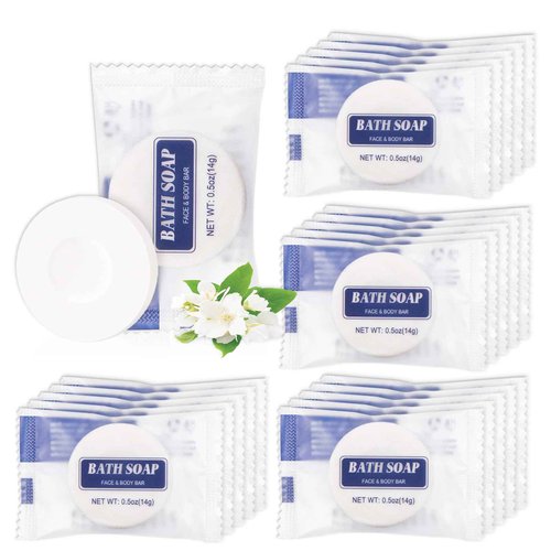 SLequipo Bulk Bar Soap Round, 500 Pack Mini Soap Bars Bulk Individually Wrapped, 0.5 oz Travel Soap Small Hotel Soaps Travel Size Toiletries for Hotel Bathroom(Round)