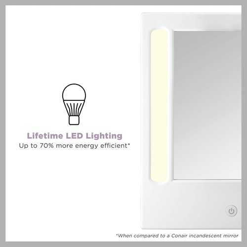 Conair Lighted Vanity Mirror with 5X Spot Magnification, LED, Tabletop, Corded in Glossy White (Pack of 3)