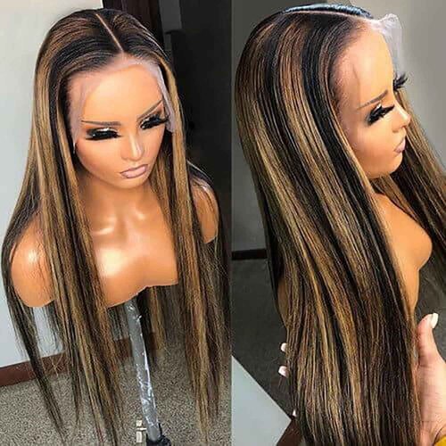 Ombre Lace Front Wig Human Hair 22 Inch 180% Density FB/30 13x4 Full Frontal Hd Transparent Lace Straight Lace Front Wig Human Hair Colored Wigs For Black Women Frontal Highlight Wig Human Hair