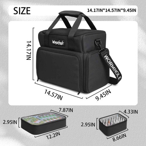 Wormhole Tattoo Case Tattoo Backpack with 3 Inner Removable Pouches 2 Layers Travel Bag for Tattoo Stencil Printer Tattoo Supplies Black 14.6" L x 9.5" W x 14.2" H