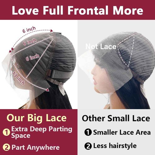 denacfi 250 Density 13x6 Full Lace Frontal Wigs Human Hair Straight Lace Front Wigs 12A Brazilian Virgin Human Hair Wigs for Women Glueless Wigs Pre Plucked 20 Inch