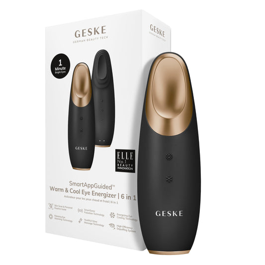 GESKE SmartAppGuided™ Warm & Cool Eye Energizer | 6 in 1 | Heated Eye Massager | Combat Dark Circles & Under-Eye Bags | Refresh Droopy Eyelids | Anti-Stress & Relaxation | Sonic Massaging