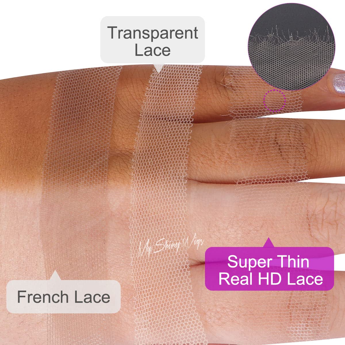 MY SHINY WIGS Real 5x5 HD Lace Closure Deep Wave Human Hair Closure Bleached Knots Pre Plucked Swiss Lace Closure Invisible Knots Natural Black 12 Inch