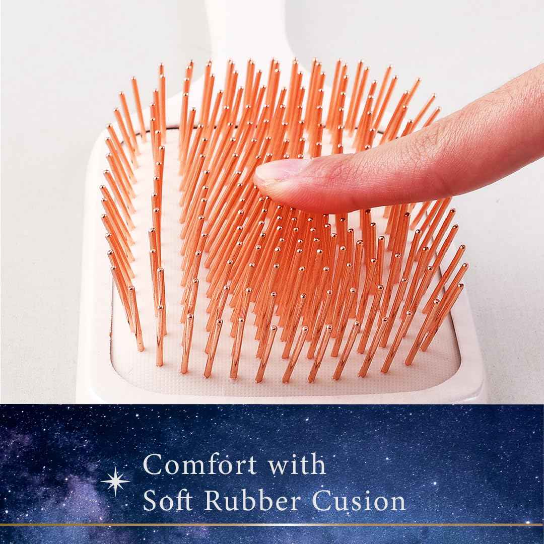 Pandora's Beauty Box Rose' Copper Massage Brush - Hair & Scalp Care, Dandruff Relief, Relaxation (Large)