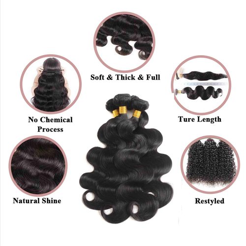 Katspon 12A Human Hair Bundles Body Wave 100% Unprocessed Brazilian Virgin Hair 3 Bundles Human Hair Extensions Quick Weave Human Hair (22 22 22 Inch)