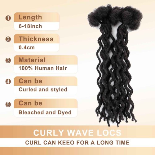 Afro Kinky Bulk Human Hair Locs, 30 Strands 8-Inch Real Dreadlock Extensions, Small Diameter 0.4cm, Natural Looking Permanent Micro Locs for Black Hair
