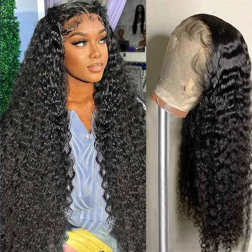 Nervoss 26 Inch Deep Wave 13x6 HD Transparent Lace Front Wigs Deep Curly Lace Frontal Glueless Wigs Human Hair Pre Plucked with Baby Hair Natural Hairline Wet and Wavy Wigs180% Density